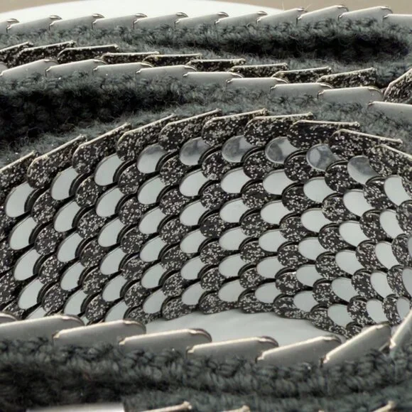 Vintage Women's Belt Small Medium Silver Fish Scale Metal Stretch Floral Buckle - Picture 4 of 15